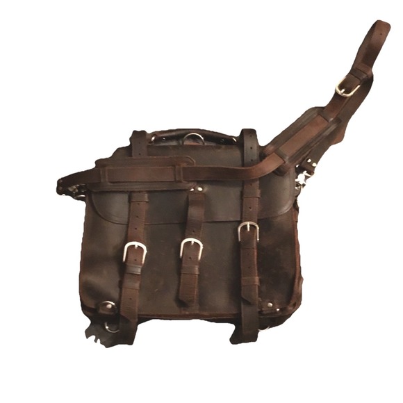 New Traveler 16" Large Classic Full Gain Leather Briefcase Backpack - Picture 4 of 9